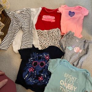 Infant girl clothing size 6m to 12m all seasons. Fair to good used condition.